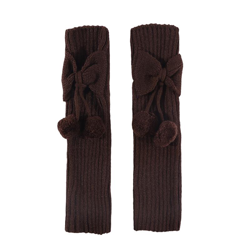 Fashion Autumn Winter Adult Children Bowknot Ball Socks Thick Fried Dough Twists Pattern Open Finger Knitted Wool Warm Arm Cover