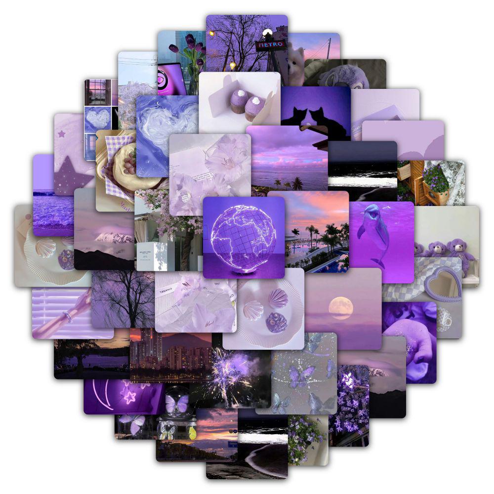 59 Atmospheric Healing Purple Landscape Waterproof Decals for Walls, iPads, and Journals