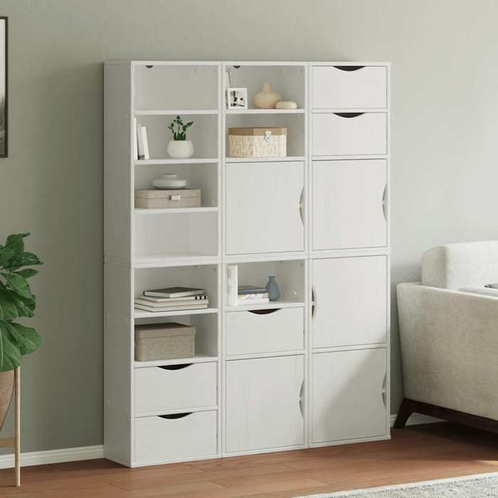 VidaXL Side Cabinets 6 Pcs ODDA White 40x24x79 Cm Solid Pine Wood, Cabinet, Buffet, Kitchen Storage Furniture, 3365355