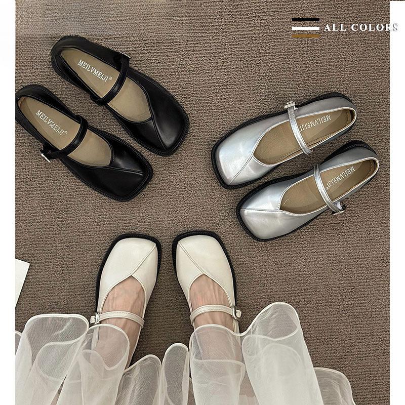 [Uncle Shoe] Small Leather Shoes French Mary Jane Shoes Women's Soft-soled Gentle Shoes Shoes Skirt Spring and Summer with Single Shoes Flat Bottom
