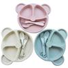 Wheat Fiber Bear Kids Plate Set 3 Piece Divided Dinnerware for Children