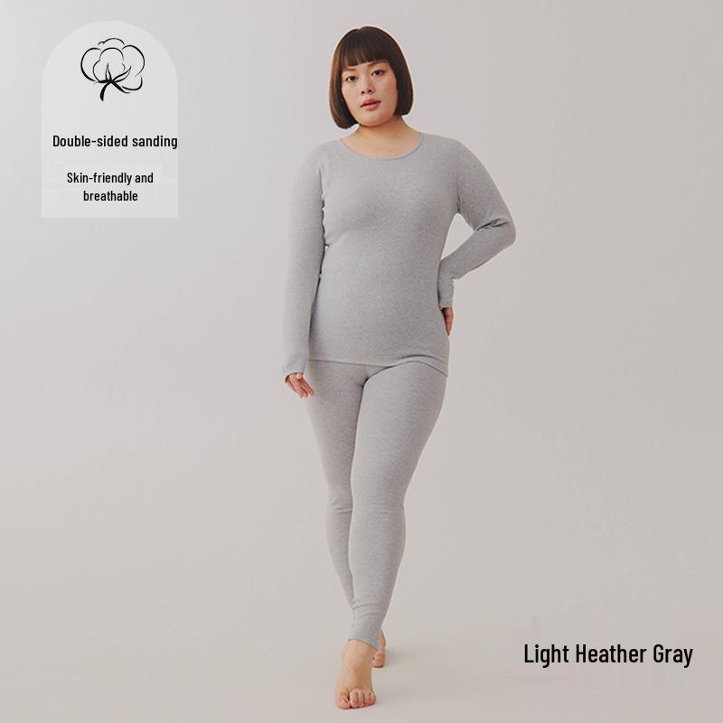 

Женский комплект базового слоя из утолщенного хлопка с круглым вырезом 2025 - Теплое, утягивающее белье с начесом для осени (280г) XL