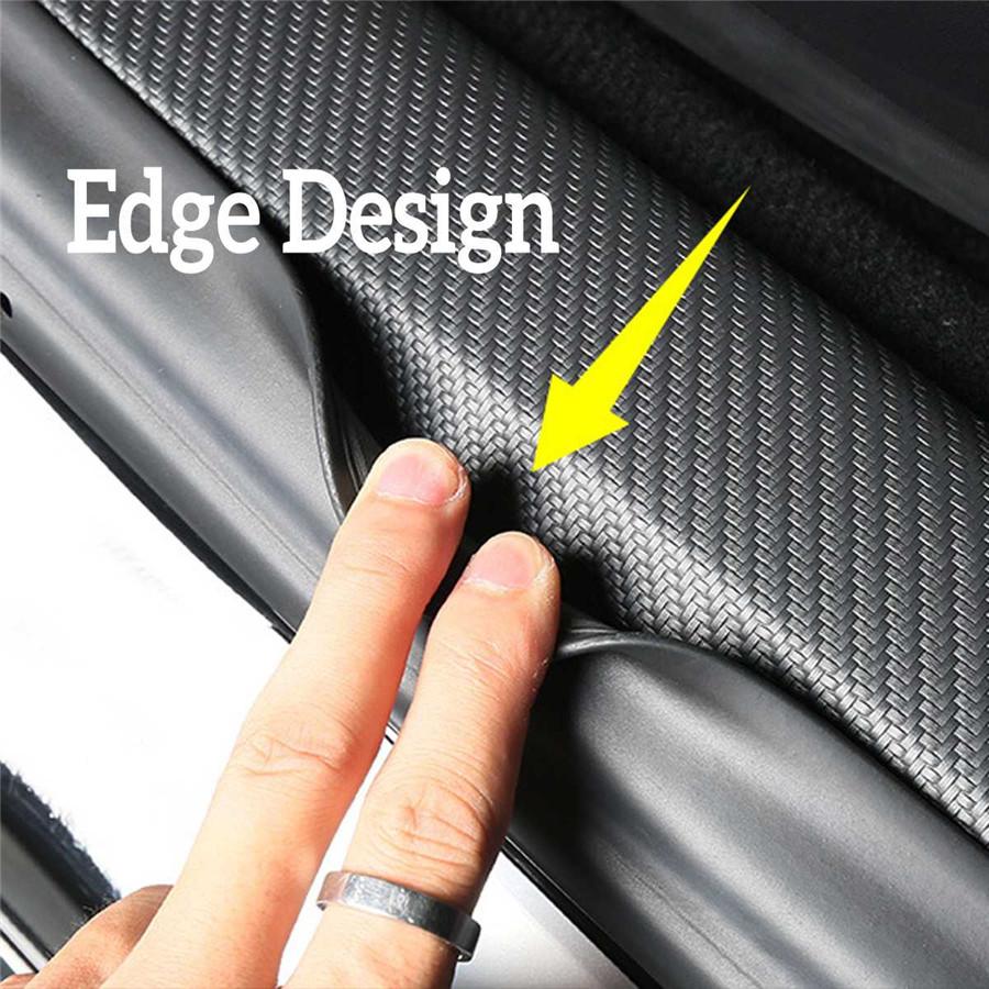 4x For 2017-19 Tesla Model 3 Car Leather Front Rear Door Sill Protective Cover