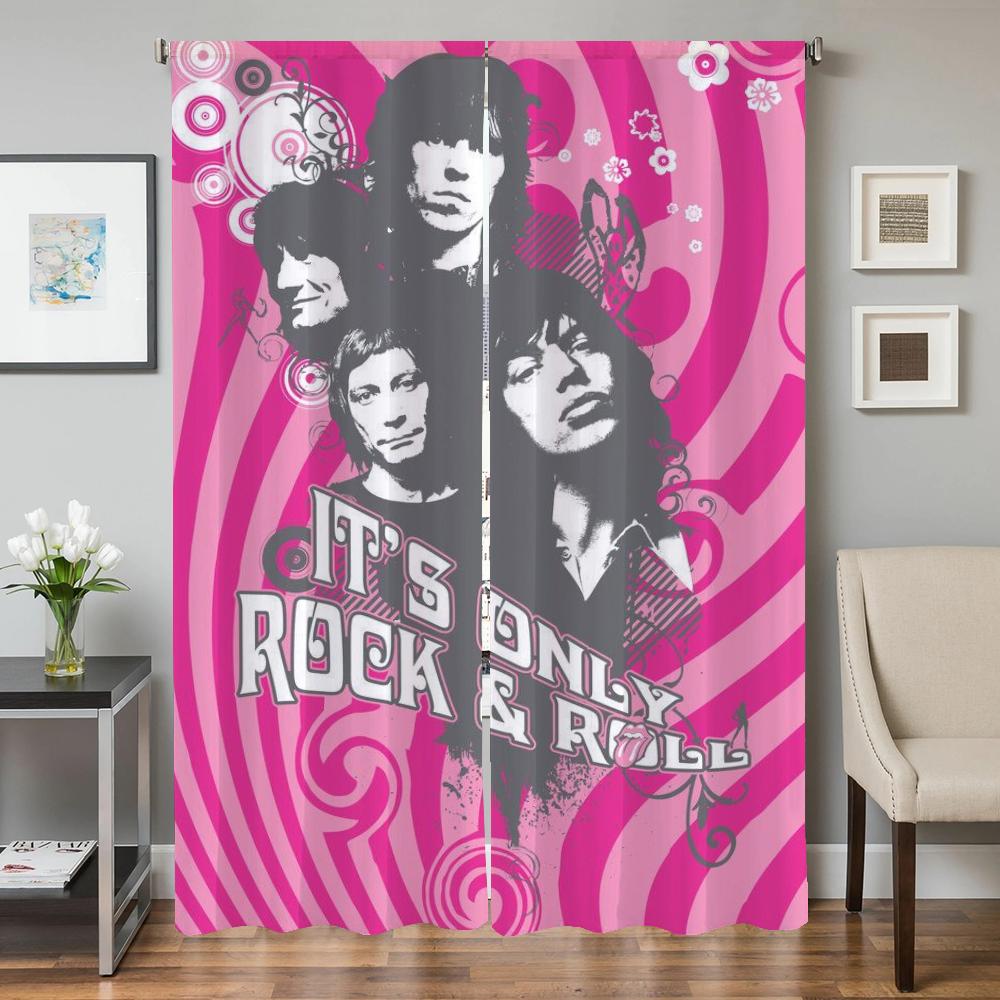 Kjøkkengardiner til stue 2 stk Mørkleggingsgardiner Dørgardin The R-rolling S-stones Skillevegg Soveromsdekorasjon