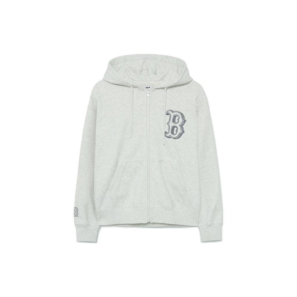 MLB Basic Mega Sweatshirts Men's Gray Hooded Moderate Cardigan 3ATRB0334-43MGL