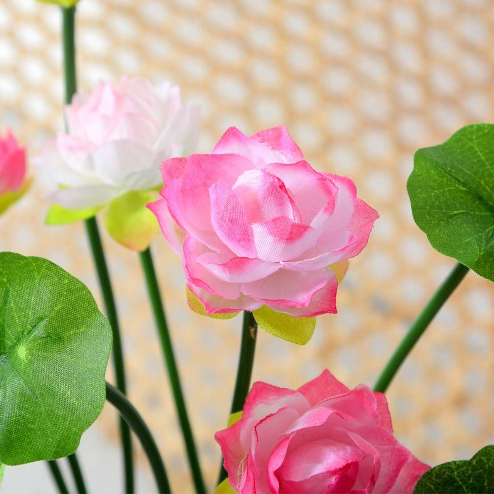 Lifelike Mini Silk Lotus Plastic Simulation Lotus Artificial Lotus Flower  Wedding