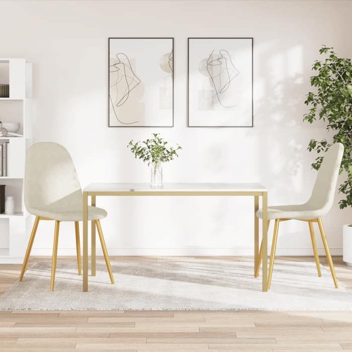 Chaises à manger - vidaXL - Lot de 2 - Crème velours - Tissu - Scandinave - Moderne