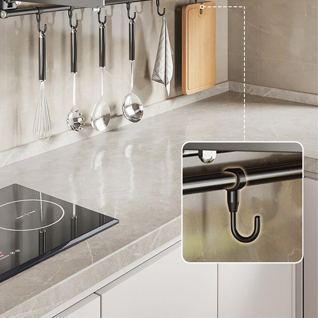 Veggmontert kjøkkenhylle Karbonstål Punchfri Multifunksjonell Flytende Hylle Hengende Krydderhylle