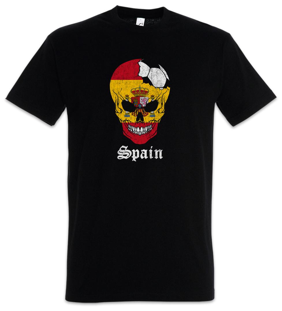 Spain Football Skull I T-Shirt Mens Womens Tees Top spanish Soccer Flag Banner World Championship 3XL