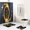 Christmas Elements Bathroom Shower Curtain Floor Mat Toilet Cover Foot Mat Four-Piece Set