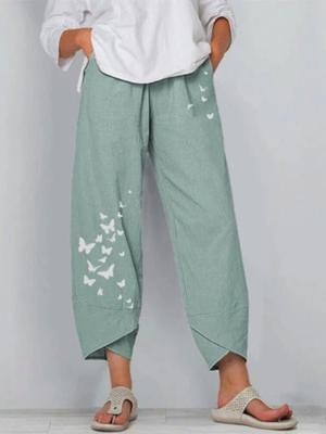 Elastic Waist Cotton Linen Loose Casual Pants Home Pants Women