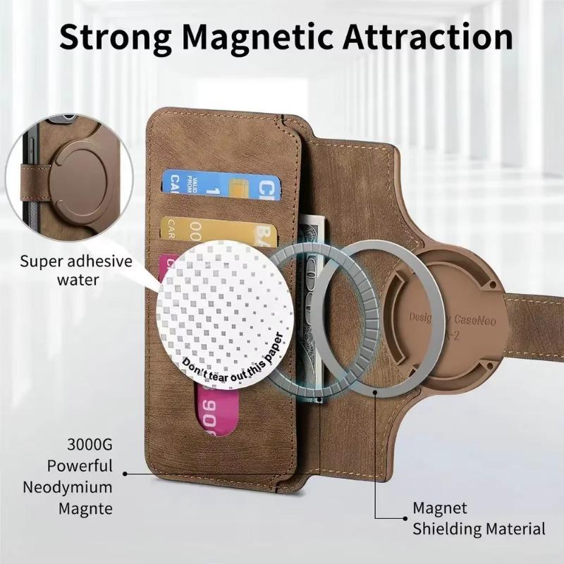 För Magsafe Flip Läderfodral för POCO X7 Pro Avtagbar Magnetisk Plånbok Korthållare Telefonfodral för POCO X7 X7Pro