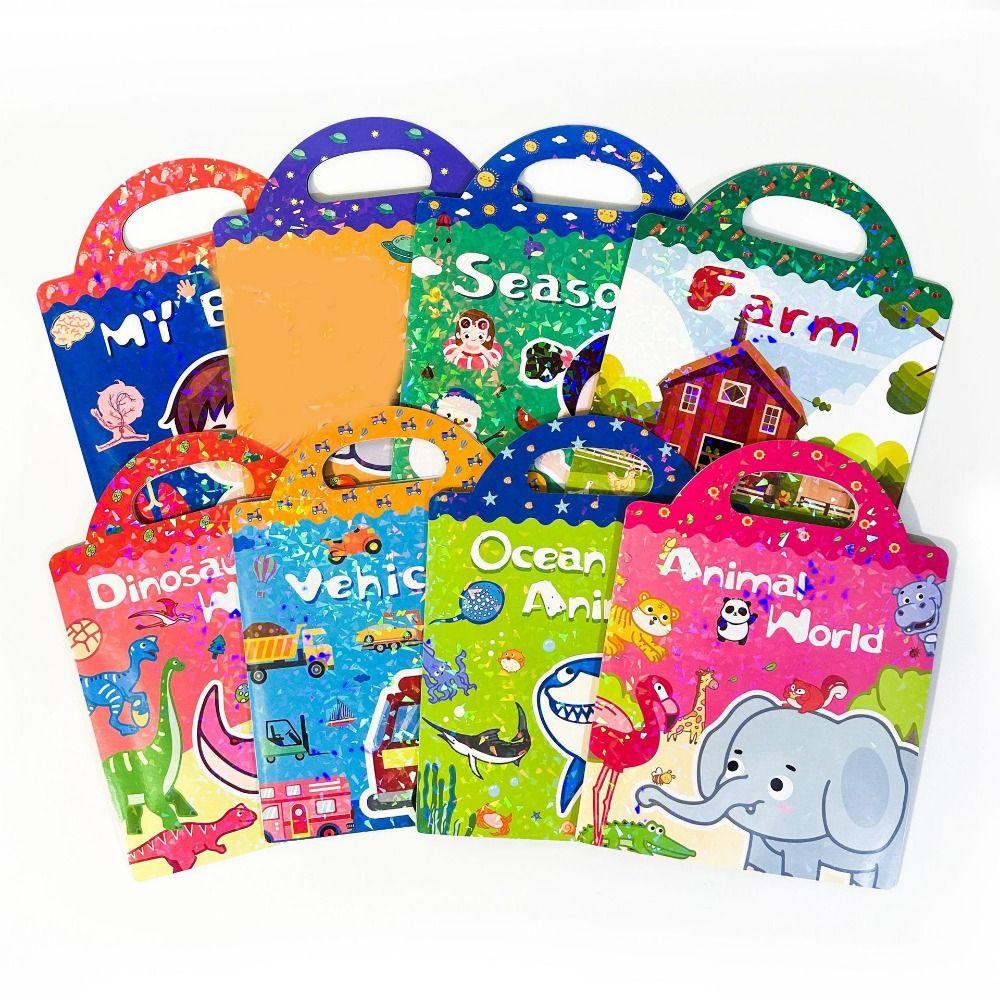 Educational Jelly Sticker Books Reusable Cartoon Sticker Book Scene Quiet Stickers  for DIY