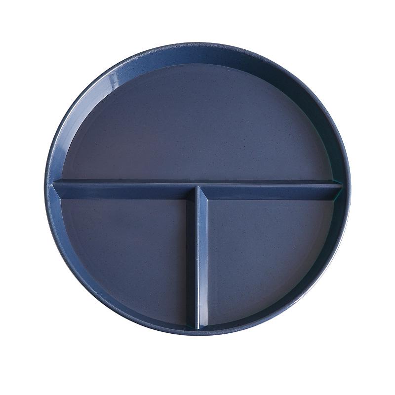 Wheat Straw Portion Control Plate - Three-Compartment Fat-Reducing Round Plastic Plate