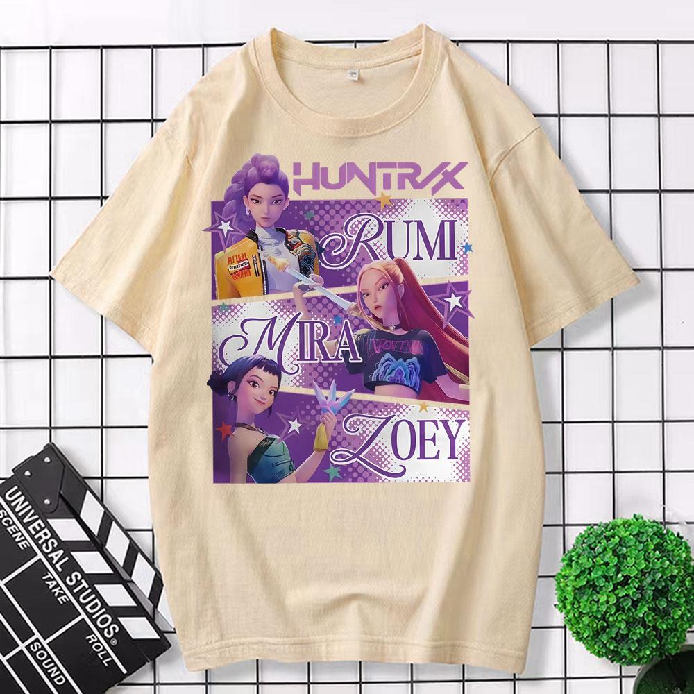 

New Fashion Kpop Demon Hunters Tshirt Huntrix Girl Rumi Zoey Mira Graphic Tee Shirt Men Women Korean Cotton T Shirt Streetwear S