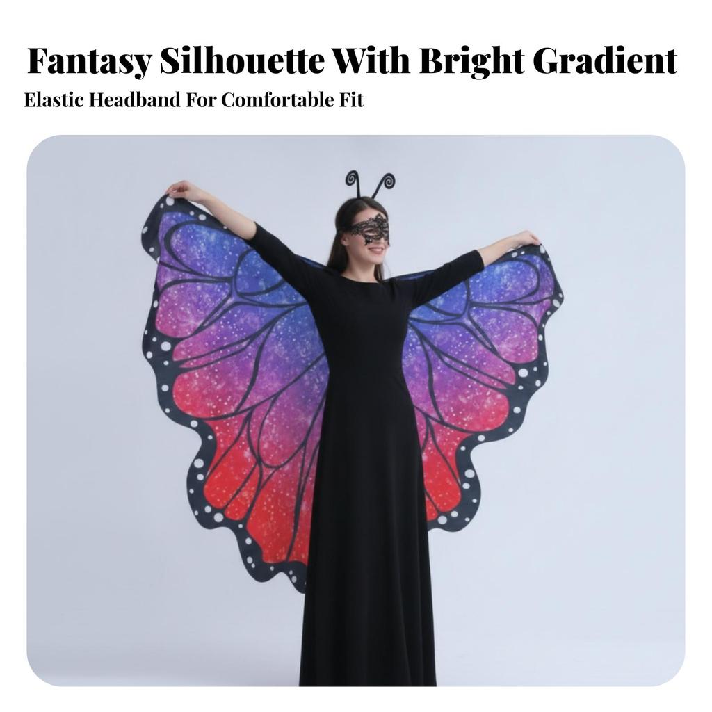 Butterfly Pinions with Mask and Headband One-Size for Cosplayers