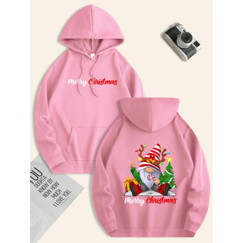 Festive atmosphere, men's casual Christmas hoodie, Santa Claus and Merry Christmas