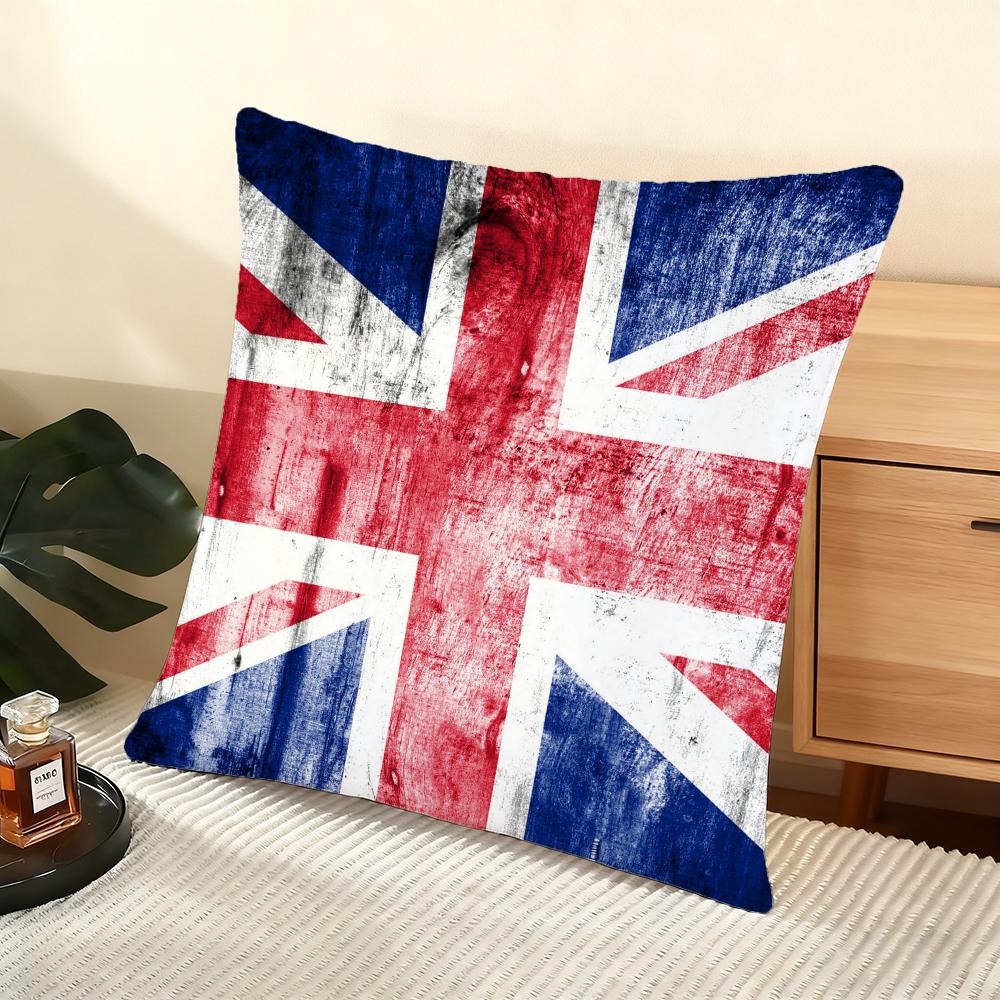Union Jack Flag Cushion Cover Soft Short Plush Pillow Cover Smooth Cozy Texture Aesthetic Cushion Case Home Decor