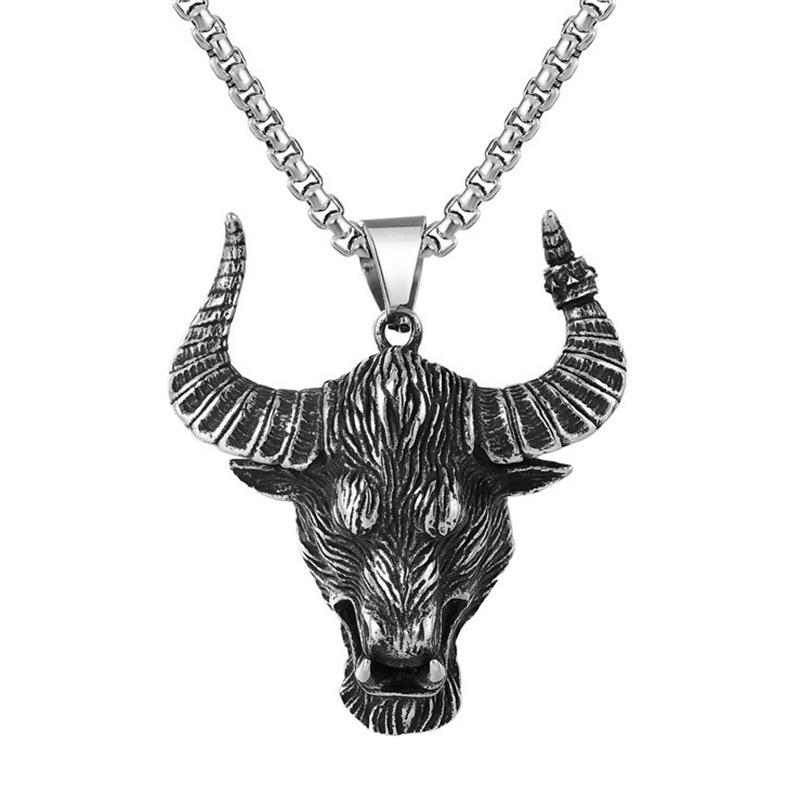2024 Retro Skull Titanium Steel Pendant Necklace for Men - European American Style Half Face Stainless Steel Jewelry