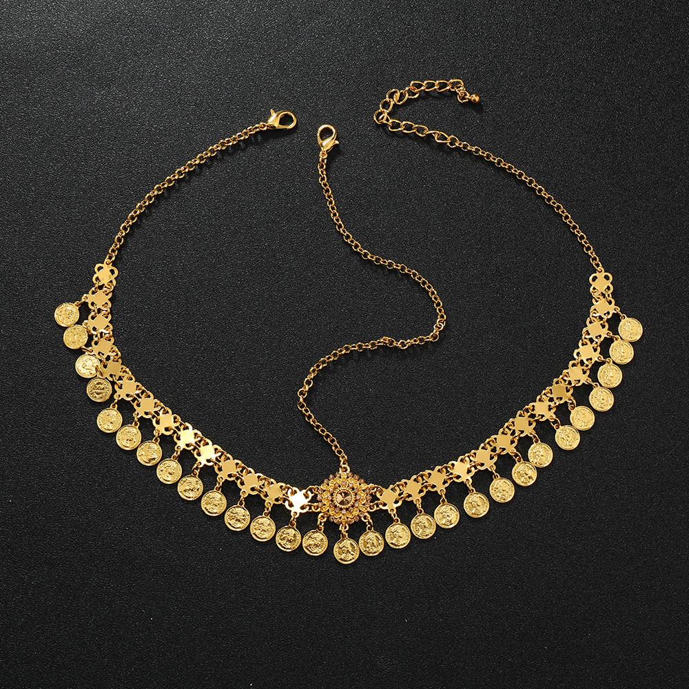 Alloy Headwear Boho With Water Drop Shape And Coin Tassels For Festival Wear