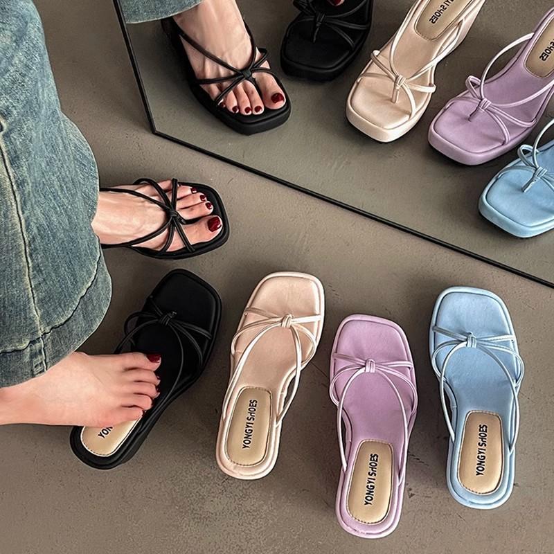Summer Fashion Flip-flops French Toe Sandals Women's Shoes Outer Wear Thin Belt Vacation Evening Wedge Sandals