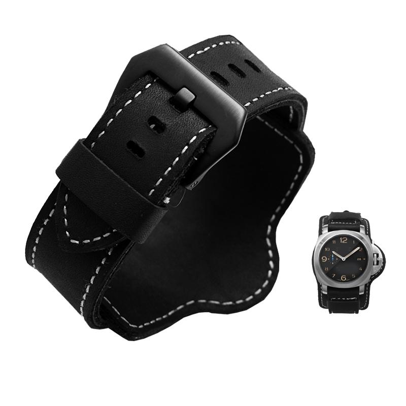 

Толстый ремешок для часов из натуральной кожи в стиле ретро, ​​мужской ремешок для наручных часов, ремешок для наручных часов 20, 22, 24 мм, 26 мм, коричневый, черный с ковриком 24mm
