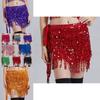Sequin Tassel Fringe Skirt Belly Dance Costume Hip Scarf Wrap Shimmering And Elegant