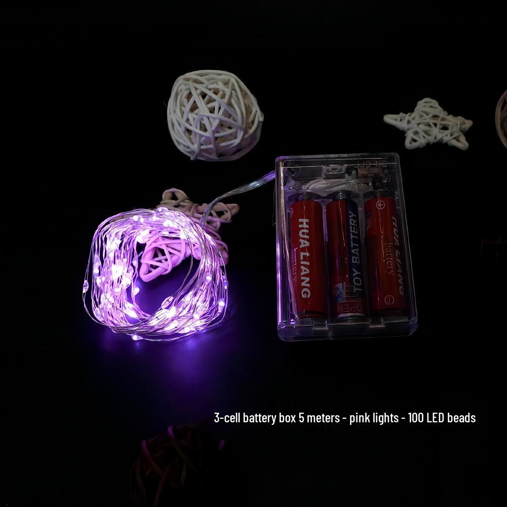 Bobo Ball 5m LED String Lights: 100 Beads, Encrypted Battery Box, Copper Wire for Festive Christmas Decoration