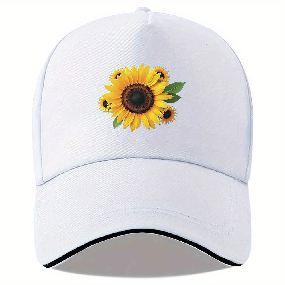 

Woven Fabric1pc Vibrant Sunflower Baseball Cap for Men Women Adjustable Unisex Lightweight Polyester Hat with White Brim One Size