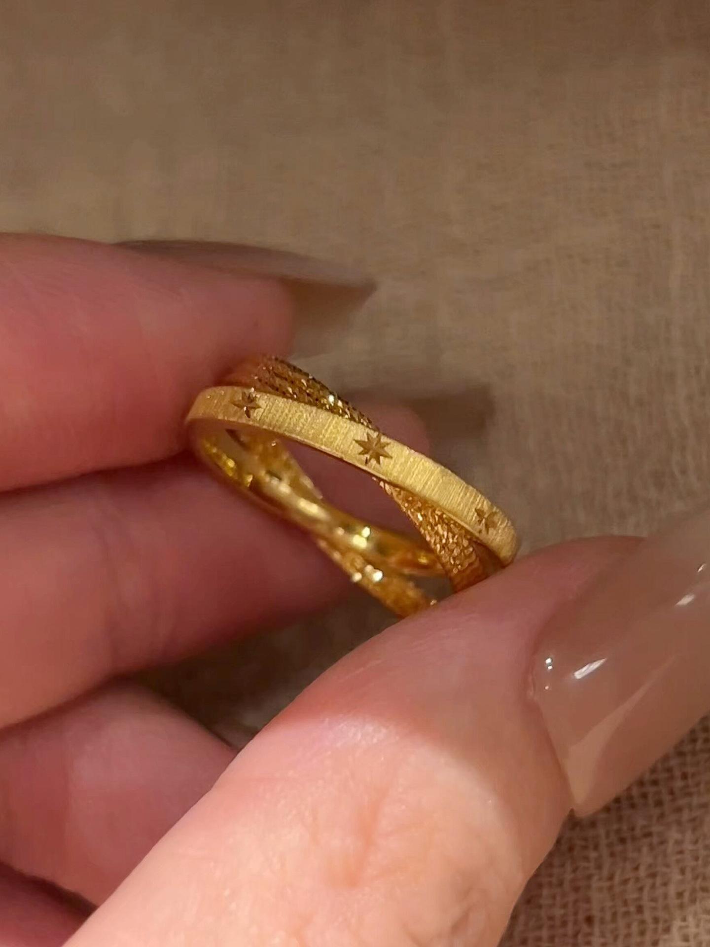 Explosive double-layer integrated brushed star ring niche design versatile index finger ring autumn and winter versatile ring