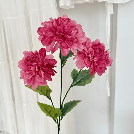 Durable Silk Fabric Flowers Artificial 3 Head Dahlia Flowers, Realistic Floral Arrangement, Props for Photography Adjustable Fake Home Decor