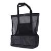 Black Mesh Beach Bag Insulated Zip Closure 2 Handles Reusable Lunch Bag for Picnic Camping