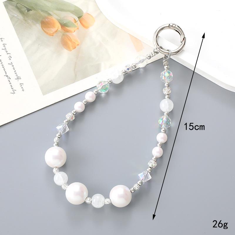New Pearl Bow Beaded Pendant Phone Case Charm Wrist Strap Lanyard