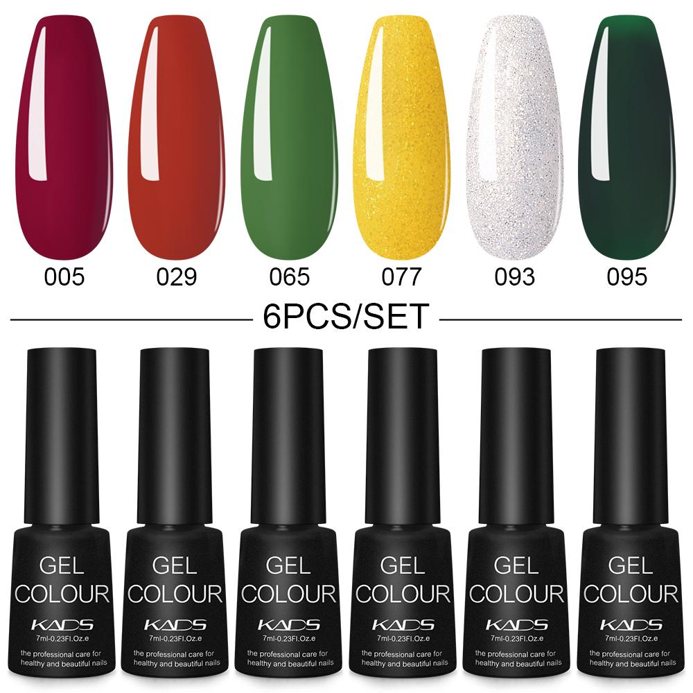 

KADS 6 шт./компл. гель-лак для ногтей, УФ-гель для ногтей, верхний слой маникюра, замачиваемый гель-лак для ногтей