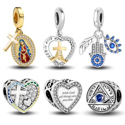 Copper Love Heart Prayer Cross Series Charms Bead Diy Bracelet Bangle Making Gift Of High Quality Fine Jewelry