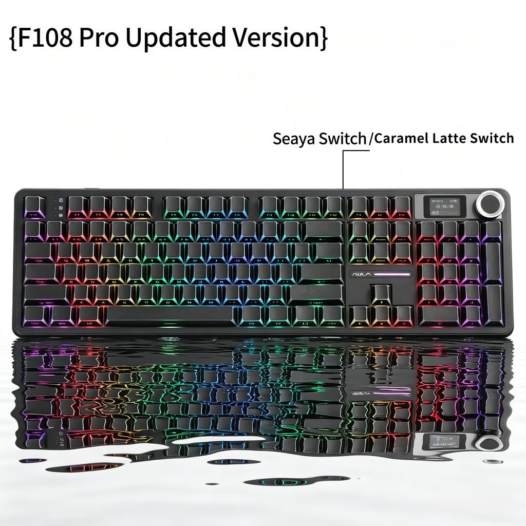 Aula F108 PRO Mechanical Keyboard Custom 100% Layout RGB Backlight Wireless Bluetooth Hifi Switch Gaming Keyboard