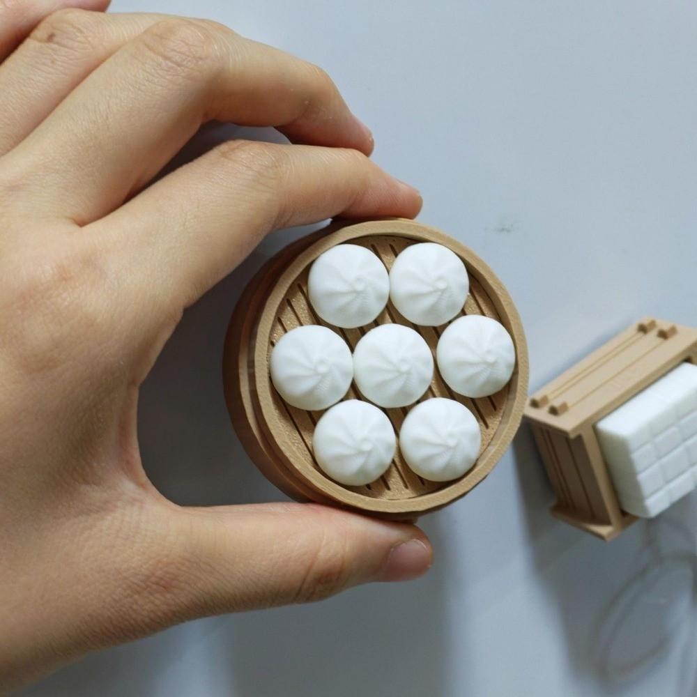 3D Printing Bun Dumpling Fridge Magnet Realistic Whimsical Miniature Food Magnetic Sticker Plastic DIY Label Soup Steamer Magnet