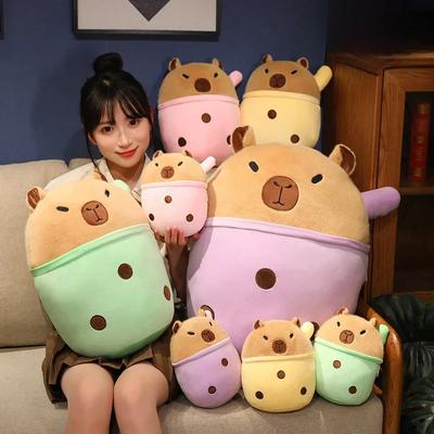 Capybara Plush Toy Simulation Tea With Milk  Room Decor Stuffed Animals Kid Birthday Gift