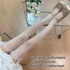 Japanese Fishnet Mesh Thigh High Stockings for Women Girl Flower Pattern Ruffle Lace Trim Frilly Over Knee Long Socks