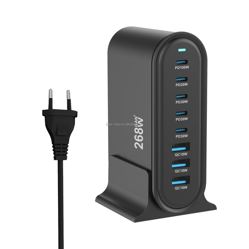 268W Gan New Design Home Universal Dock Multi Cell Phone Station Wall Usb C Type Fast Charging Laptop Chargers and Adapters