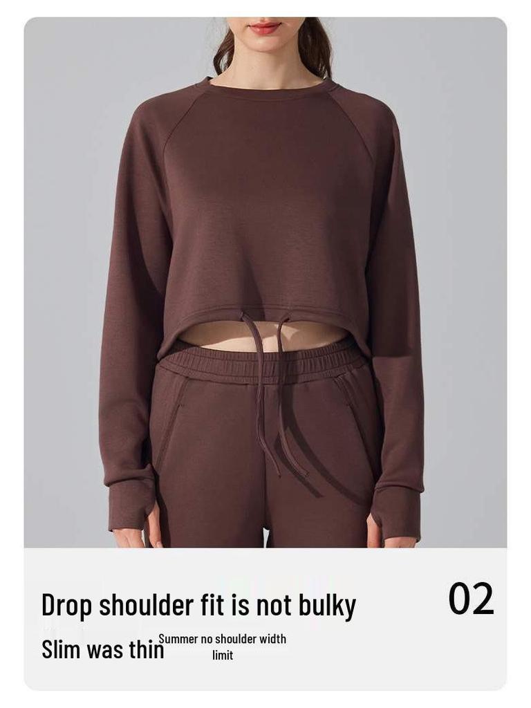 Crew Neck Warm Sweatshirt Jacket: Autumn/Winter, Loose Fit, Long Sleeve, Casual Drawstring, Fitness & Yoga Wear.