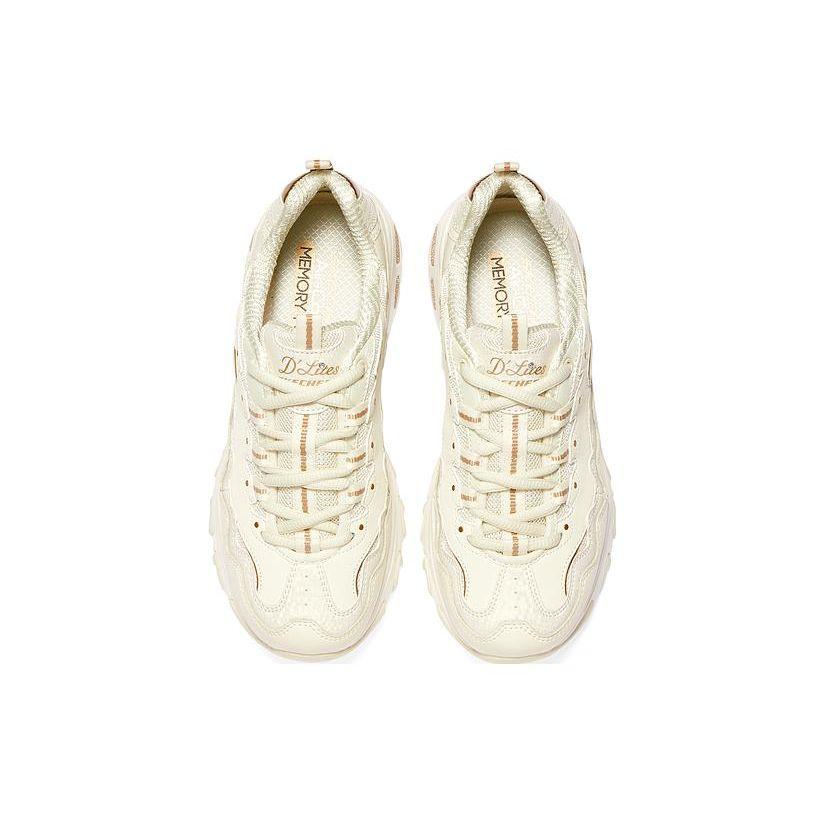 Skechers DLites 1.0 Trendy Comfort Thick Sole Low Top Casual Shoes Women Sneaker Off-White 896242-OFWT