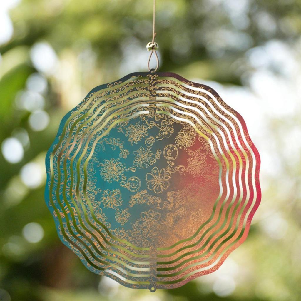 360 Degree Rotating Metal Wind Spinner for Outdoor Garden Decor with Intricate Floral Design and Vibrant Colors Perfect Gift for All Seasons