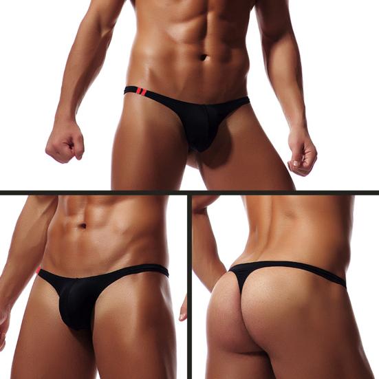 Men Briefs T Shape Thin High Elasticity Solid Color U Convex Pouch Male