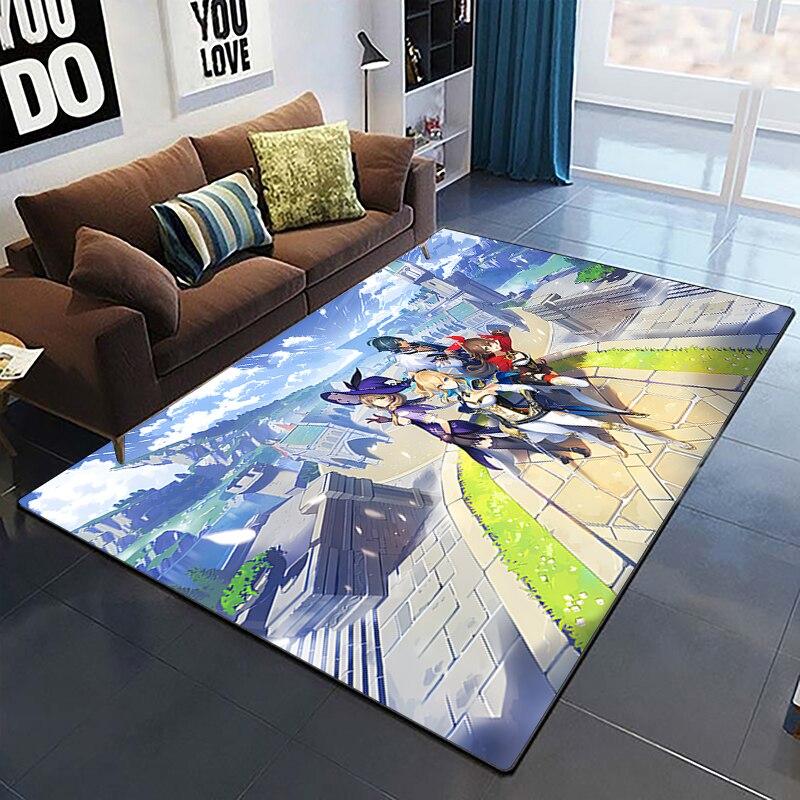 Genshin Impact Teppiche, Wohnzimmer-Dekoration, Schlafzimmer, Salon, Teetisch, Bereich, Teppich, Matte, weiches Flanell, große Teppiche und Baby-Geschenkteppich