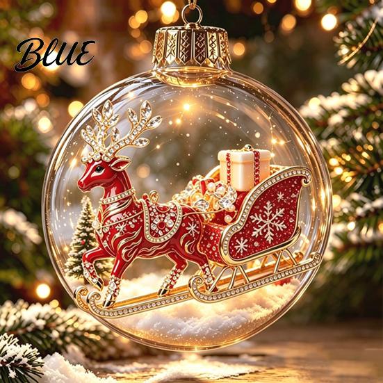 Reusable Plastic Baubles Glowing Christmas Story Ornament Light‑Up Mini Holiday Scene Hanging Ball with Warm Gift Embellishments LED Light,
