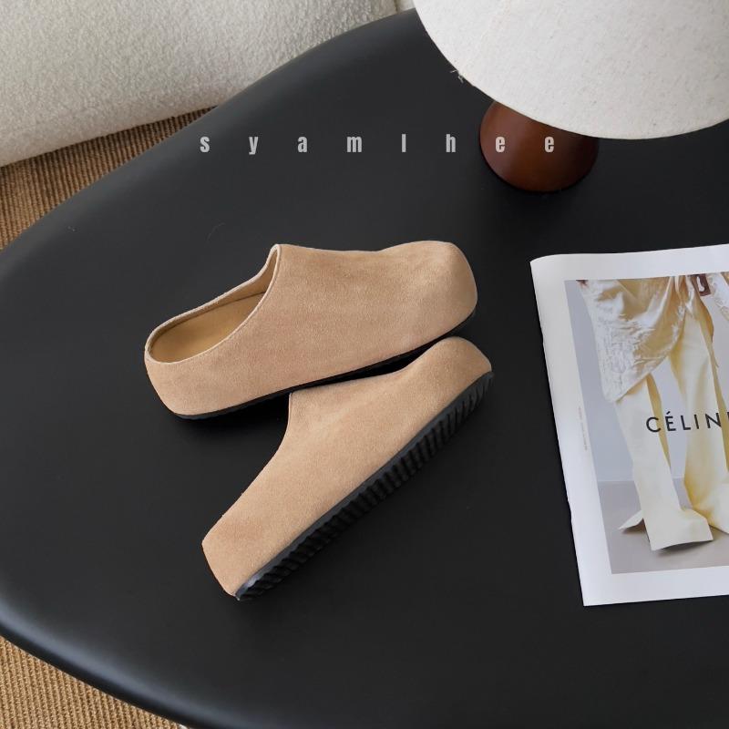 Retro inner heightening bag head half slippers women's summer new outer wear flat bottom one pedal lazy sandals
