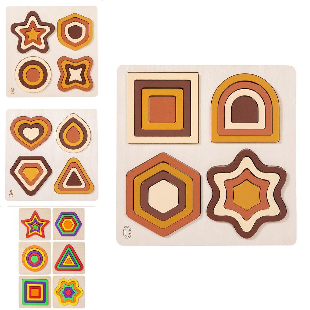 Wooden Geometric Shape Puzzle For Kids Developmental Learning Toys