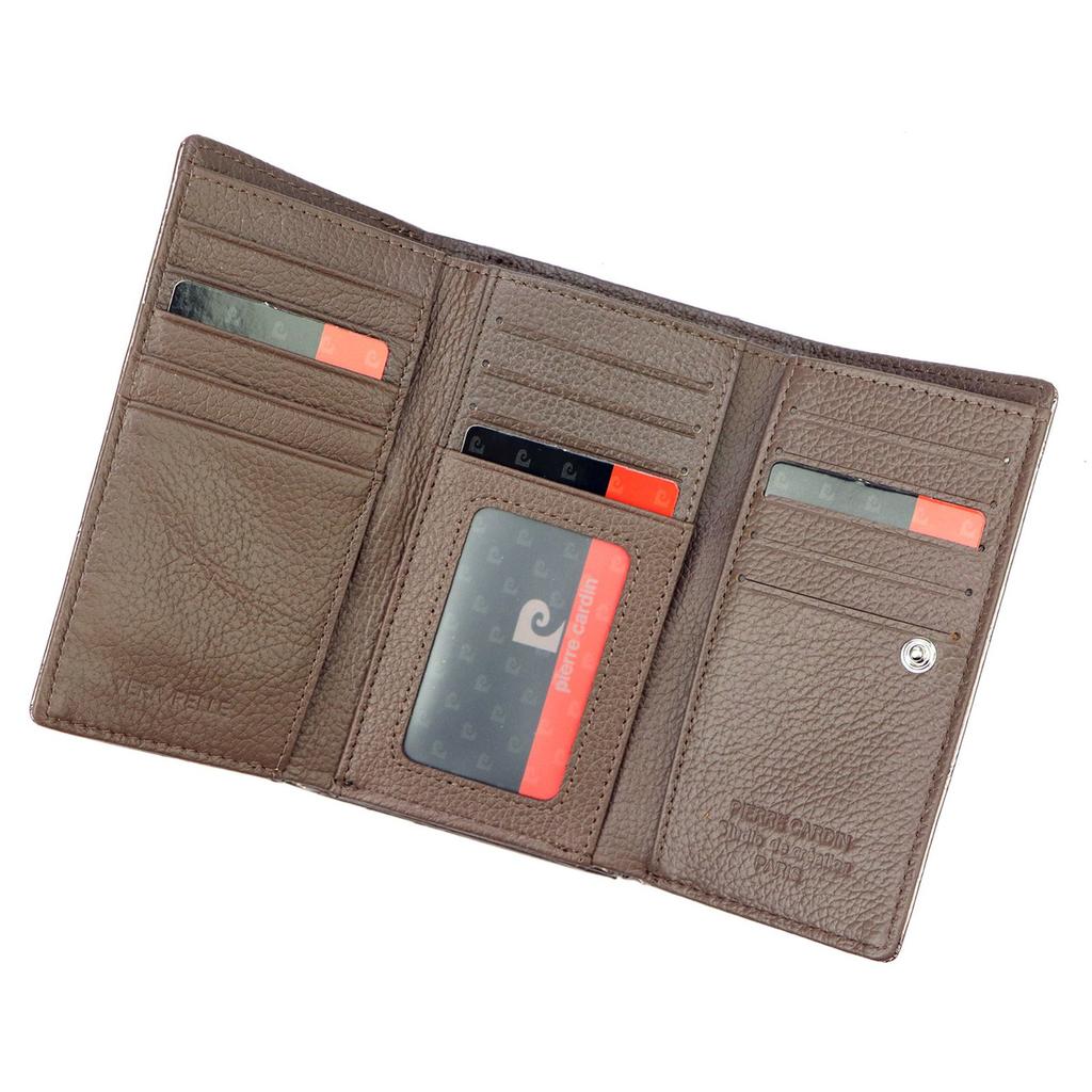 Large Lacquered Leather Women's Wallet with Leaves