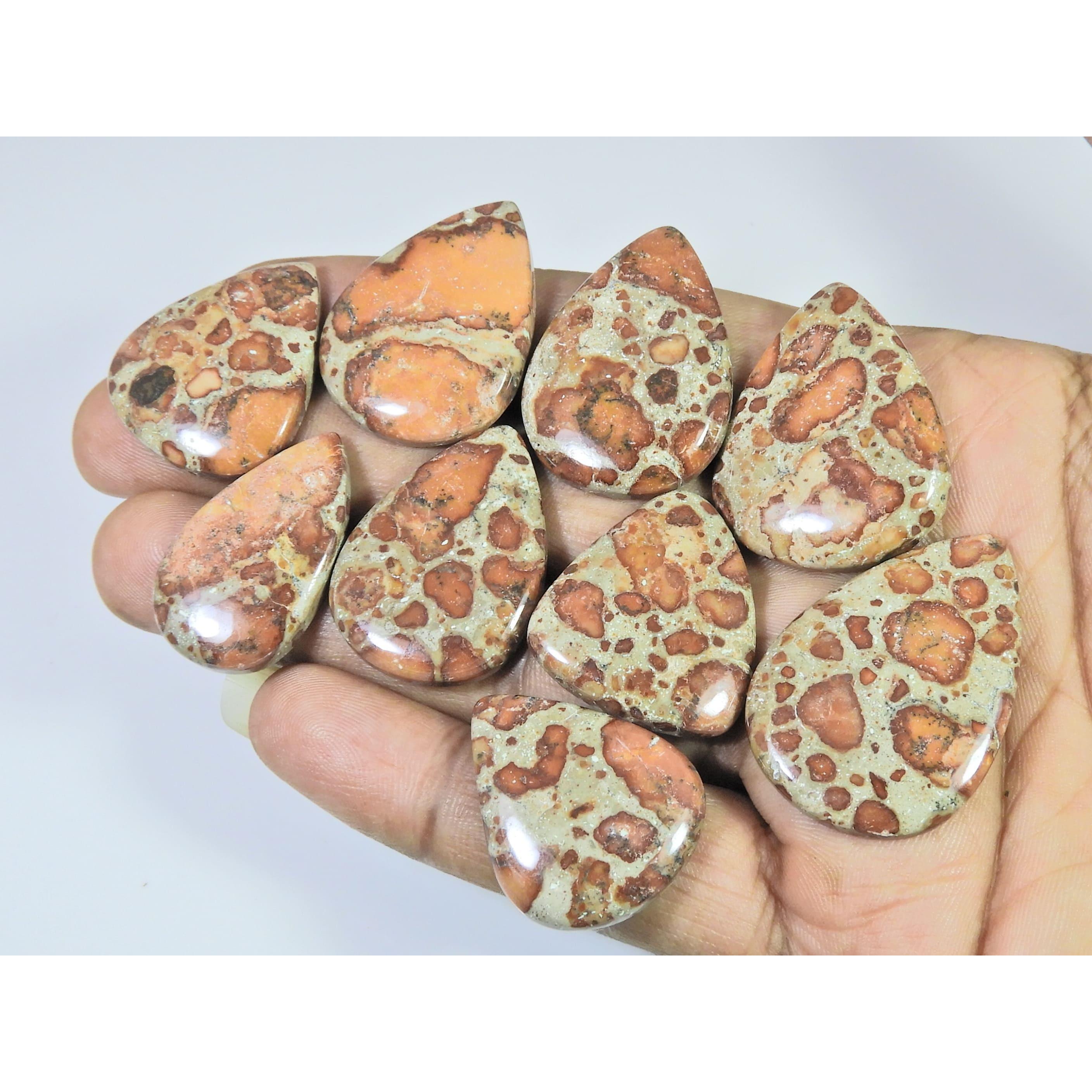 255Cts.Natural Asteroid Jasper Pear Shape Cabochon Loose Gemstone 09Pcs Lot C-2446